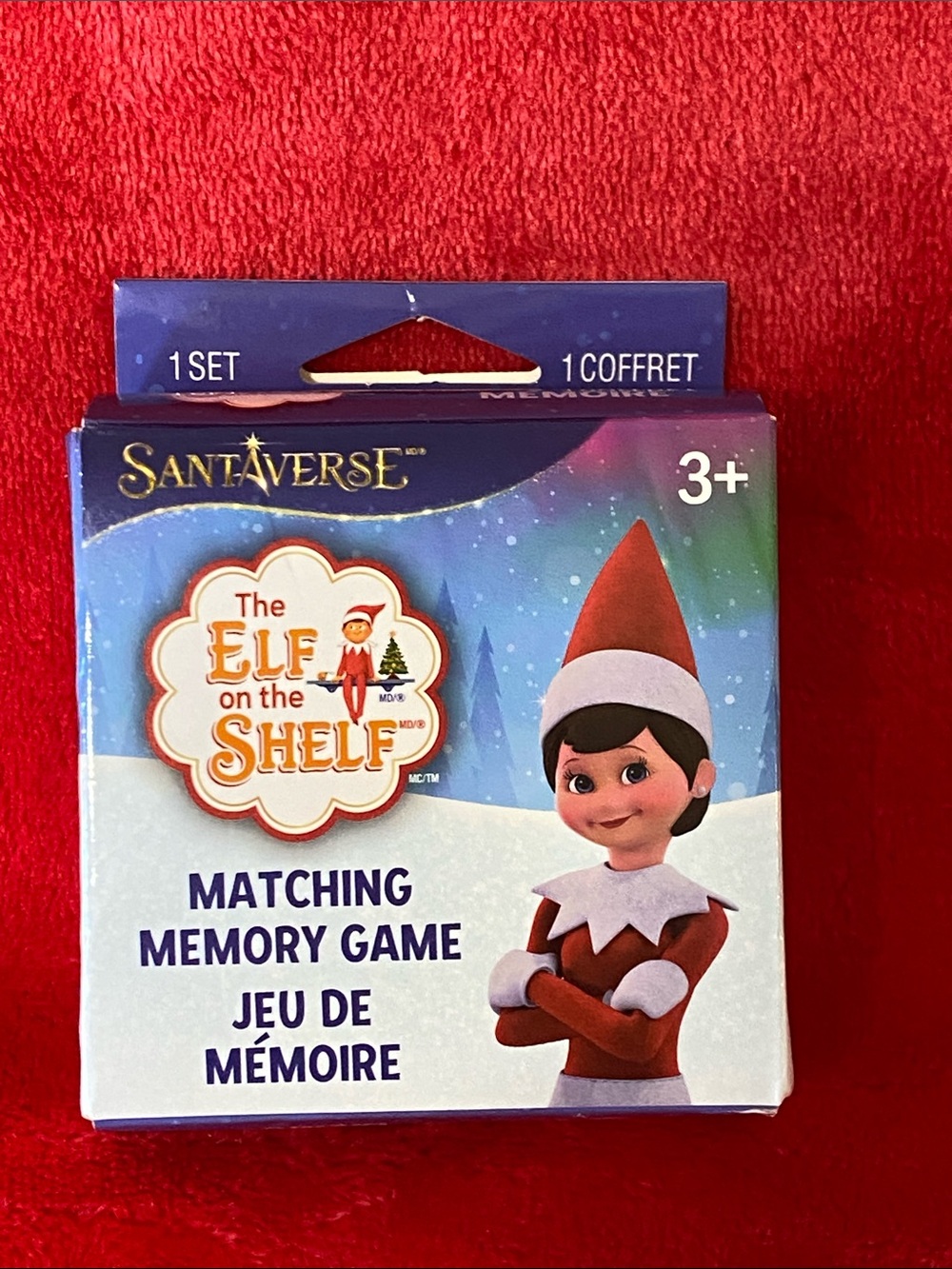 Elf on the Shelf Matching Memory Game - Red, white, gold